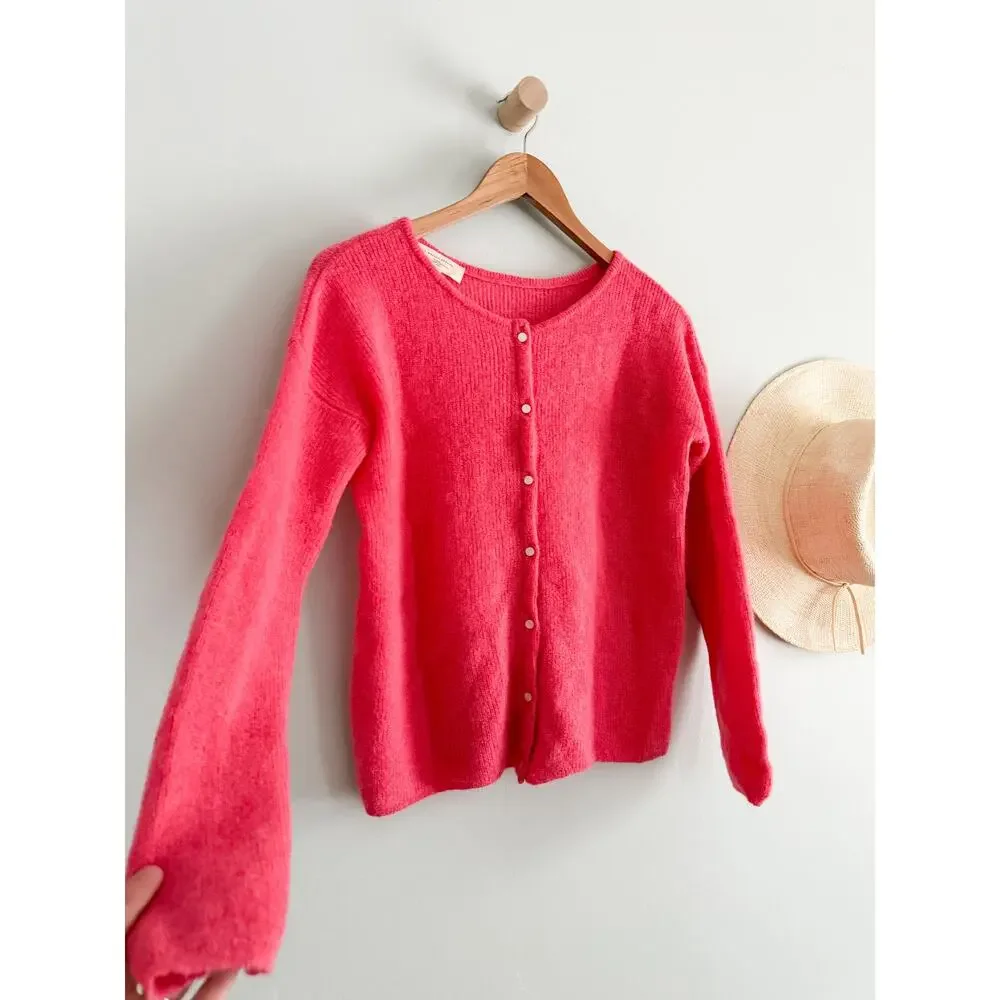 Sezane Gaspard Button-Front Cardigan in Capucine - Picture 3 of 9